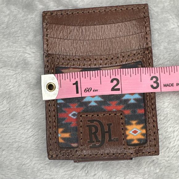 Red Dirt Hat Co Front Pocket Wallet Card Holder Magnetic Clip Aztec Leather - Picture 7 of 9